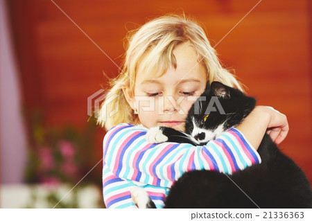 Girl with her cat Girl with her cat 21336363