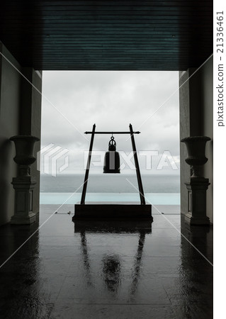 Metal bell in temple on the seaside. 21336461