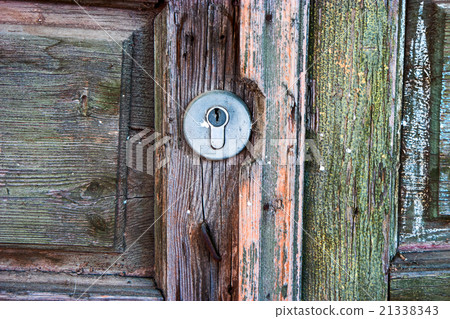 Closeup old furniture,old wooden door used keyhole 21338343