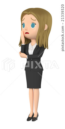 Embarrassed face business woman - Stock Illustration [21339320] - PIXTA