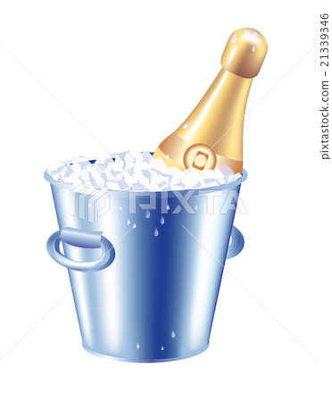 Bottle of champagne in an ice bucket 21339346