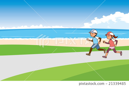 男人和女人跑的圖像插圖 男人和女人跑的圖像插圖 21339485