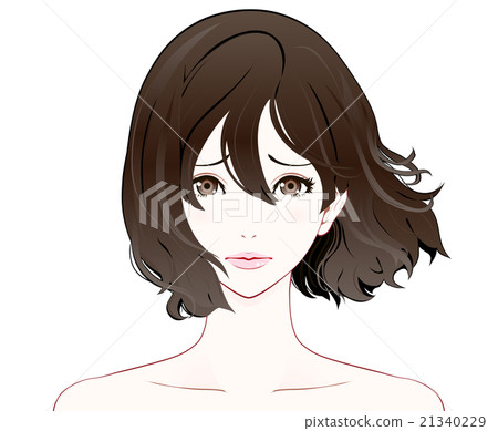 女人的面部表情/令人尷尬的臉/裸/耀眼的頭髮 女人的面部表情/令人尷尬的臉/裸/耀眼的頭髮 21340229