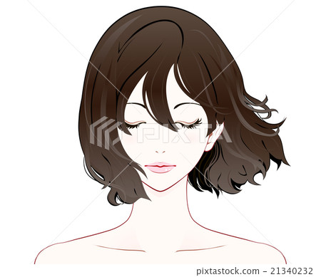 女人的面部表情/嚴重/閉上眼睛/裸色/自然的頭髮 21340232