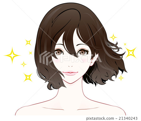 女性面部表情/期待/裸體/耀眼的頭髮 21340243