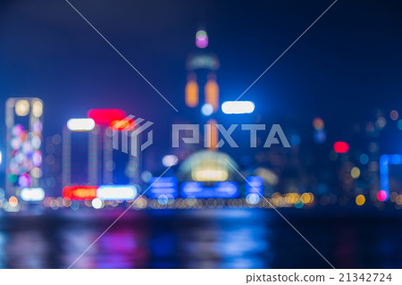 Hongkong city light, blur bokeh light effect 21342724