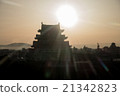 Nagoya castle silhouettes floating up in the backlight Nagoya castle silhouettes floating up in the backlight 21342823