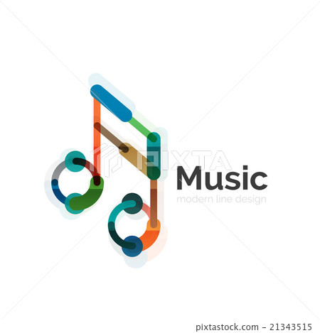 Music note logo, flat thin line geometric design Music note logo, flat thin line geometric design 21343515