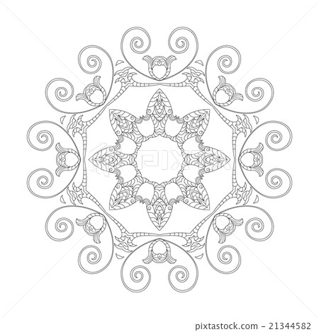 Ornament black white card with mandala Ornament black white card with mandala 21344582