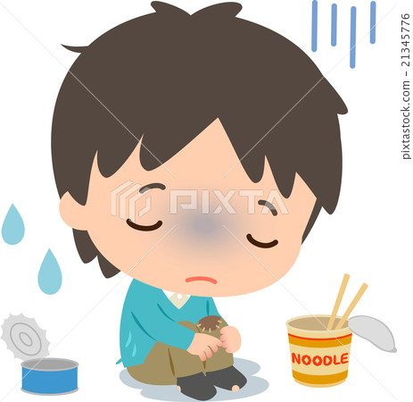 A poor young man sitting holding his knees 21345776