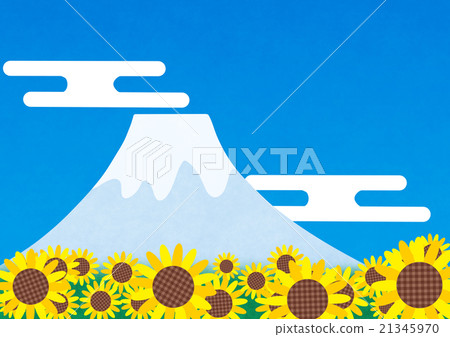 Mt. Fuji and sunflower landscape in the blue sky Mt. Fuji and sunflower landscape in the blue sky 21345970