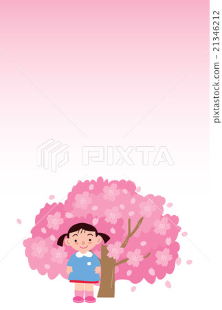 Cherry blossoms in full bloom and girls' children 21346212