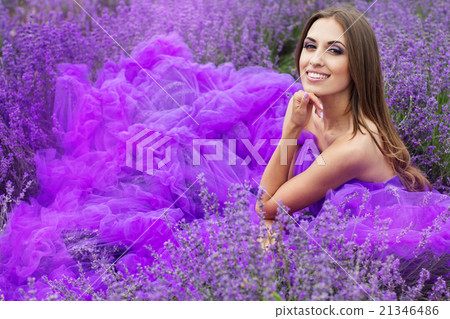 Purple dream, girl in a field of lavender  21346486