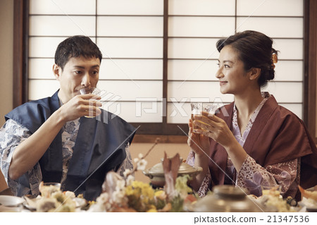 A couple dining at an inn A couple dining at an inn 21347536