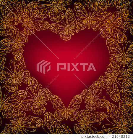 Valentines day card with heart from butterflies - Stock Illustration ...