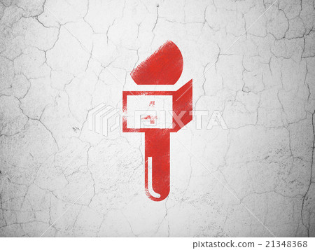 News concept: Microphone on wall background 21348368