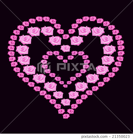 illustration heart of pink roses - Stock Illustration [21350023] - PIXTA