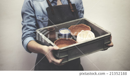 Craftswoman Holding Pottery Clay Job Concept Craftswoman Holding Pottery Clay Job Concept 21352188