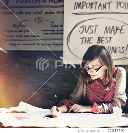 Architecture Woman Working Blue Print Workspace Concept Architecture Woman Working Blue Print Workspace Concept 21352591