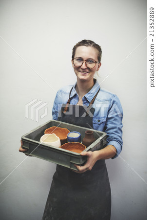 Craftswoman Holding Pottery Clay Job Concept Craftswoman Holding Pottery Clay Job Concept 21352889