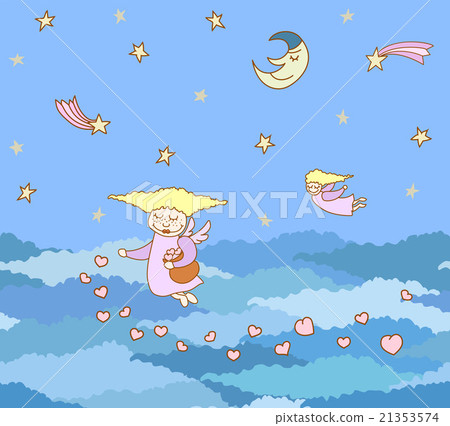 pattern made from cartoon girls with hearts 21353574