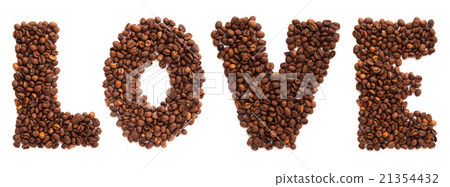 Inscription love of roasted coffee beans isolated 21354432