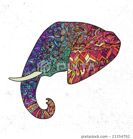 Vector hand drawn elephant illustration, ornate - Stock Illustration ...