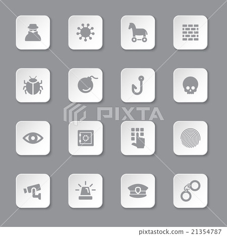 gray flat security icon set 21354787