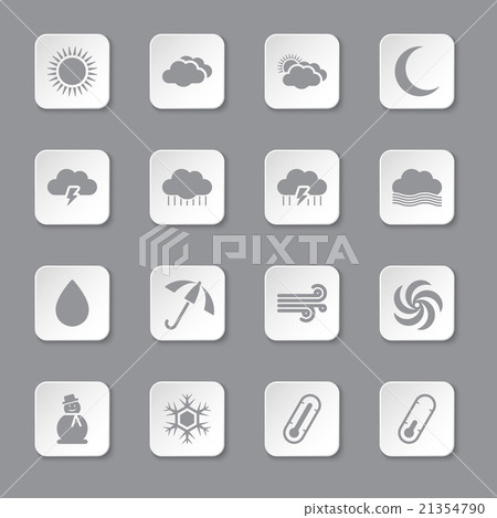 gray flat weather icon set rounded rectangle - Stock Illustration ...