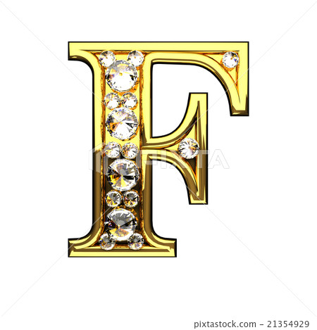 f isolated golden letters with diamonds on white f isolated golden letters with diamonds on white 21354929