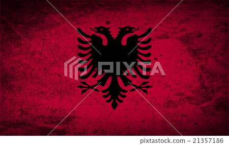 Flag of Albania with old texture. Vector 21357186