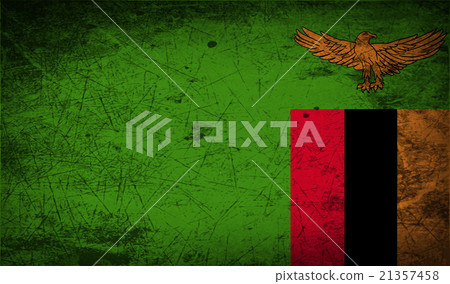 Flag of Zambia with old texture. Vector 21357458