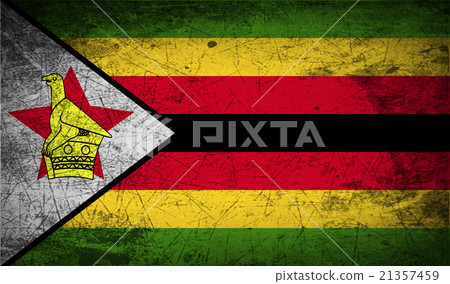 Flag of Zimbabwe with old texture. Vector 21357459