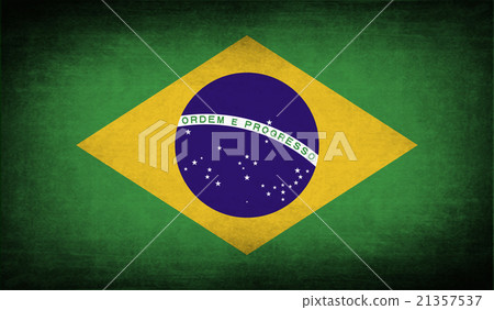 Flag of Brazil with old texture. Vector 21357537