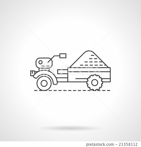 Tractor and trailer flat thin line vector icon - Stock Illustration ...