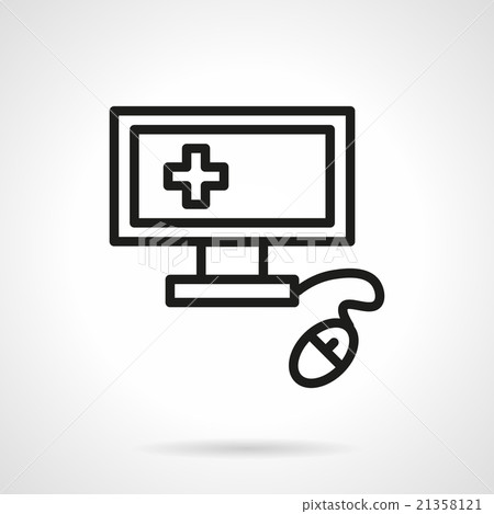 Medical computer black line vector icon 21358121