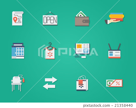Used goods shop round flat color vector icons - Stock Illustration ...