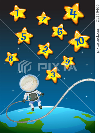 Numbers on stars and astronaunt flying Numbers on stars and astronaunt flying 21359466