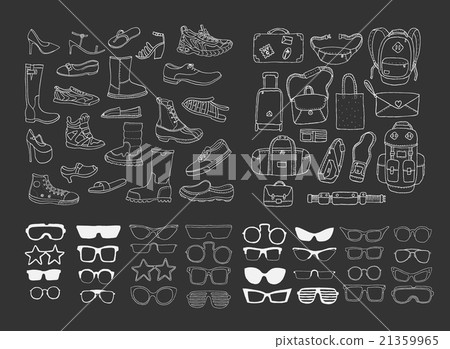 Hand drawn fashion collection. Shoes. Bags. Hand drawn fashion collection. Shoes. Bags. 21359965