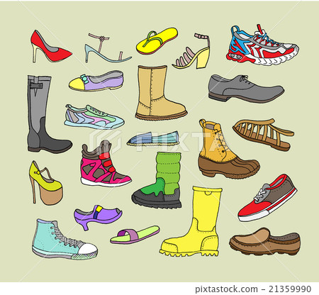 Fashion collection. Different Hand Drawn Shoes. Fashion collection. Different Hand Drawn Shoes. 21359990