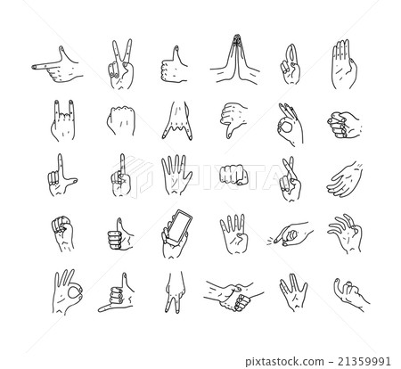 Hands. Icons. Gestures. Hand drawn vector Hands. Icons. Gestures. Hand drawn vector 21359991
