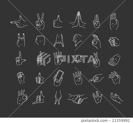 Hands. Icons. Gestures. Hand drawn vector Hands. Icons. Gestures. Hand drawn vector 21359992
