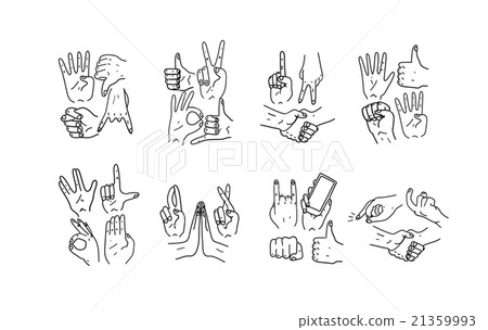 Hands. Icons. Gestures. Hand drawn vector  21359993