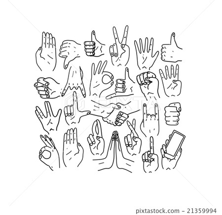 Hands. Icons. Gestures. Hand drawn vector Hands. Icons. Gestures. Hand drawn vector 21359994