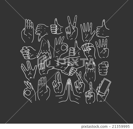 Hands. Icons. Gestures. Hand drawn vector 21359995