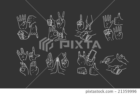 Hands. Icons. Gestures. Hand drawn vector Hands. Icons. Gestures. Hand drawn vector 21359996