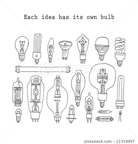 Different light bulb icon collection. Doodle Different light bulb icon collection. Doodle 21359997