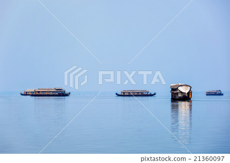 Houseboats in lake. Kerala, India Houseboats in lake. Kerala, India 21360097