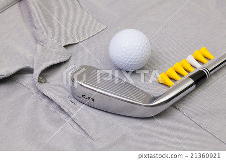 Grey polo shirt and golf equipments Grey polo shirt and golf equipments 21360921