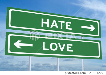 love or hate concept on the road signpost love or hate concept on the road signpost 21361272